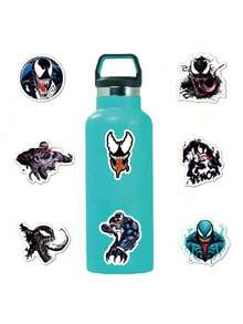 50Pcs Marvel Official Venom Character Collection PVC Stickers Office Marking Labels Luggage Computer Cell Phone Mug Desktop DIY Self Adhesive Stickers The Gift Of Christmas Halloween The Best Gift For Your Family - Black - View 8