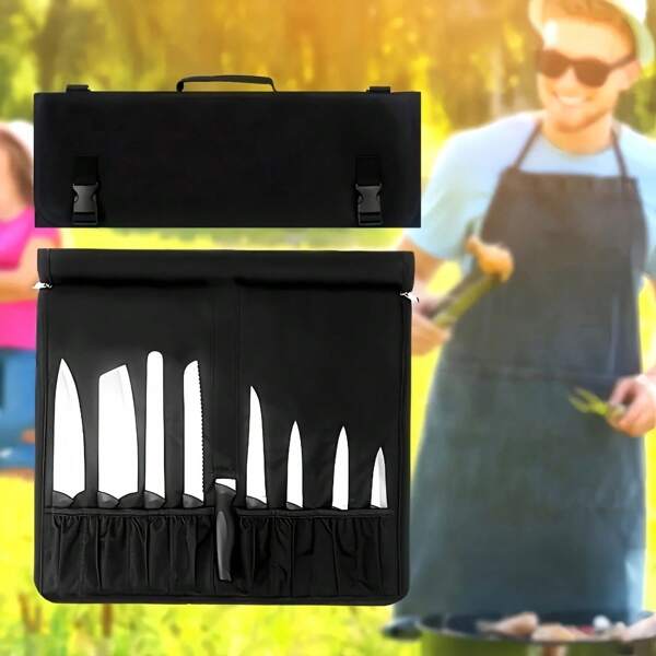 [Black] Crossbody Tote Bag, Card Holder, Chef Knife Pouch, Chef Knife Roll, Oxford Cloth Multi-Function Chef Knife Bag, Tool Bag, Chef Bag, Knife Pouch, Western Knife Bag Portable, Knife Storage Bag, Outdoor Travel Cooking Accessories