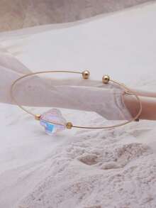 1 件女士时尚幸运花天然石不锈钢手镯，情人节、母亲节、妈妈、母亲、母亲节、礼物的日常佩戴礼物