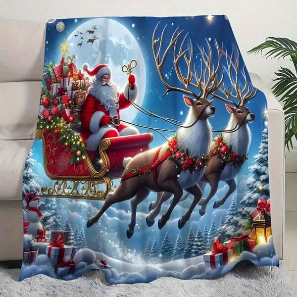 [Cozy Christmas Flannel] Soft Christmas Flannel Throw Blanket - Cozy, Warm, Perfect For Couch, Bed, Office, Or Travel