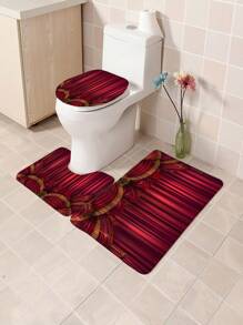 1pc/4pcs Luxurious Red European Noble Style Shower Curtain Set | Classical Luxury Romantic French Style Shower Curtain, Shower Curtain Fabric Bathroom Decoration Curtain With 12 Hooks, Non-Slip Bathroom Mat Toilet Mat Set, Bath Mat, Toilet Seat Mat, Non-Slip U-Shaped Mat, With Shower Curtain Hooks 12 Back To School