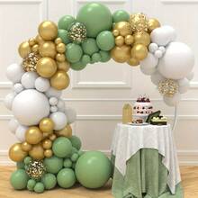 258PCS Olive Green & White Balloon Arch Kit – Garland For Party, Wedding & Holiday For Christmas, Halloween And Thanksgiving - Green, White, Gold - View 2