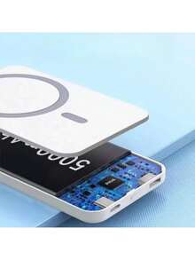 Pack Magsafe Powerbank 5000 mAh Batería Inalámbrica Para Celular Ip  X .11.12.13.14.15.16pro Max  Battery  Entrada Lightning Con Manzanas - Blanco - Ver 4