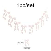 蝴蝶结丝带三角旗，白色、米色、黑色、粉色、蓝色、金色，节日派对装饰背景 - 彩色 - 查看 7