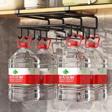 Kitchen Hanging Organizer Rack With Hooks Under Cabinet Paper Towel Dishcloth Hanger Cutting Board Pot Cover Holder Storage Shelf