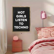 Set de 1 pieza/3 piezas Impresiones de arte de pared de lienzo con diseño de texto de moda moderno, "Chicas escuchando ", regalo único y original, muy adecuado para decoración de sala, baño, dormitorio, estudio, pasillo, oficina, apartamento, Sin marco/Enmarcado