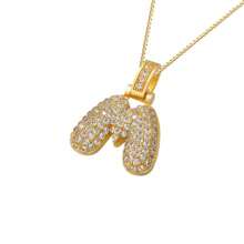 1pc Fashionable Gold Bubble Letter A-Z Necklace, Suitable For Men And Women Daily Wear