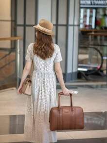 1 件女士上翻帽檐巴拿马帽，白色编织带，太阳帽，沙滩帽 - 卡其色帽子+米色織帶 - 查看 2