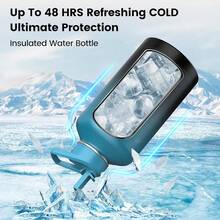 New-88 Insulated Water Bottle 40 Oz, Triple Wall Vacuum Stainls Steel(Cold For 48 Hrs),Le Proof & -, Water Bottle  Drink-Through Lid & Flip Straw For Sports & Travel, Indigo-Black - 靛藍黑色 40 盎司 - 查看 2
