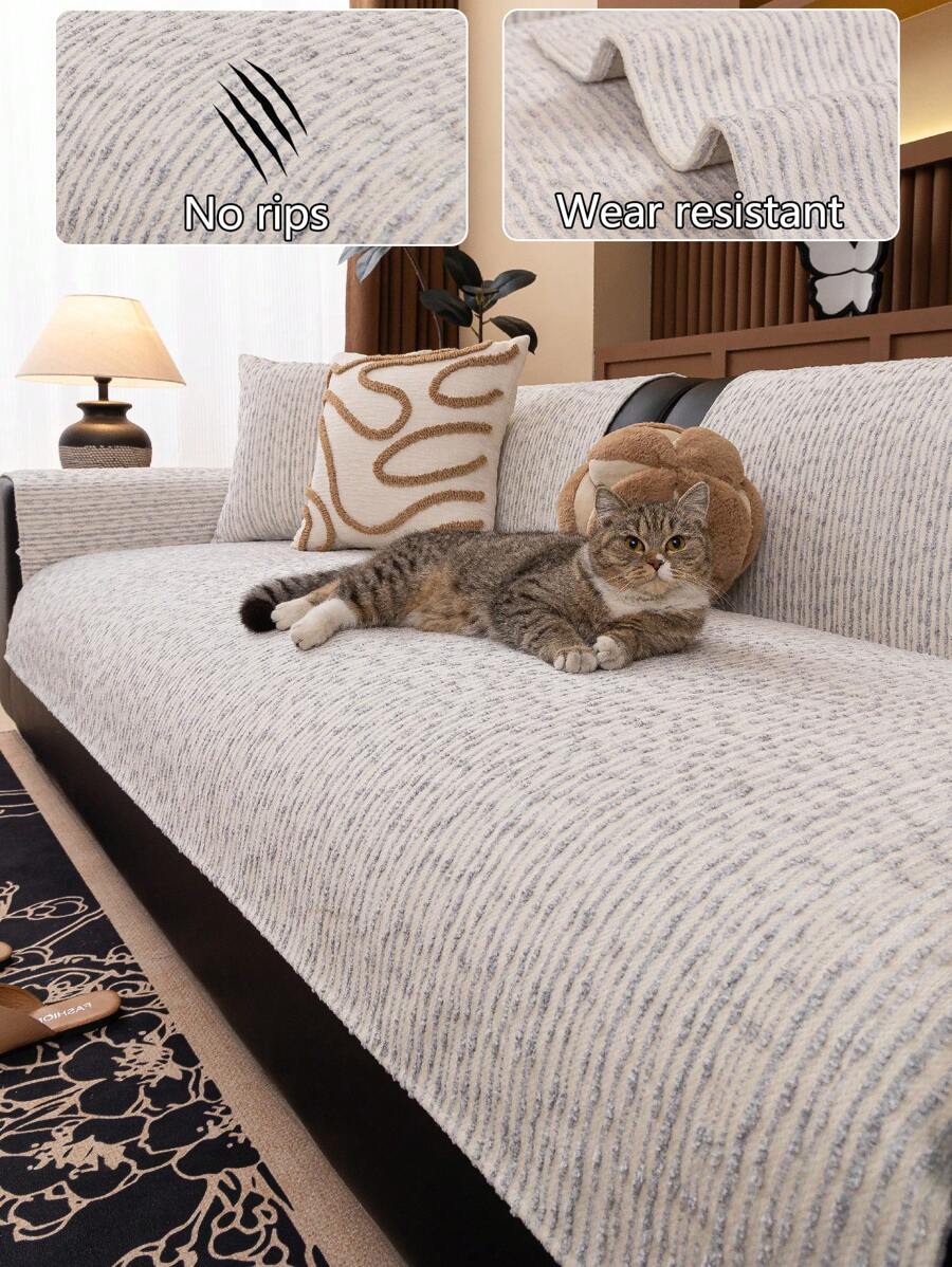 1pc All-Season Sofa Cushion Cover, Modern Minimalist Anti-Slip Sofa Seat Pad, Dust-Proof & Washable Sofa Slipcover For Bedroom, Office, Living Room, L-Shaped Sofa, 1-2-3-4 Seater Sofa, Gray, Soft, Colorfast, Pet-Friendly