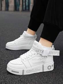 1 Paar Herren Lässig High Top Sportschuhe, weich & bequem Paar Schuhe, zufälliges bedrucktes Modedesign, geeignet für alle Jahreszeiten, 2025 neuer Stil Geschenk für Studenten, Gym 2000er Jahre Stil Valentinstag Ideen