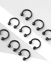 32pcs/Set 16G Multiple Sizes Horseshoe Rings For Men, Stainless Steel Nose Septum Horseshoe Hoop Earring Eyebrow Tragus Lip Rings Daith Helix Piercing Jewelry For Men, 6-12mm Piercing Jewelr