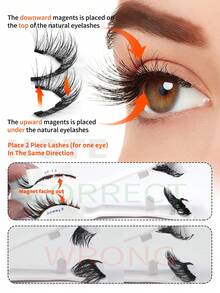 MAGEFY 4对CC卷翘磁性假睫毛套装，带磁性夹子，混合款式，无需胶水，自然可重复使用的仿貂毛睫毛，7-12毫米，适合日常佩戴，防水，卡通睫毛，加长外眼角，放大眼睛。 - 自然纖長款 - 查看 11