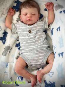 Asleep Cloth Body Baby Reborn Doll with 3D-paint Skin and Visible Veins, Alive 45cm 17.7inch Newborn Girl Art Birthday Gift Like Real - Muñeca bebé durmiendo - Ver 2