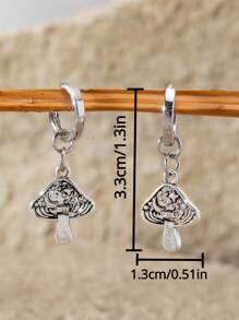 1 Pair Of Vintage Creative Mushroom Shape Pendant Design Women's Drape Style Earrings,Simple And Versatile, Suitable For Daily And Party Wear, Holiday Gifts(No Box)