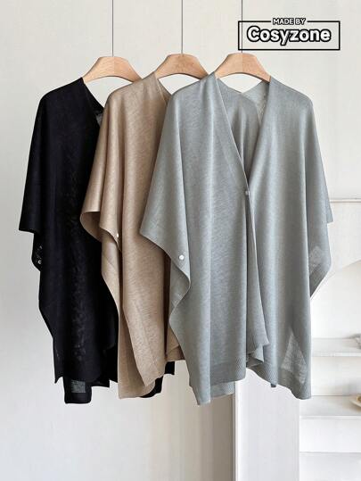 قطعة واحدة شال محبوك أحادي اللون بسيط، غطاء للنساء عصري متعدد الاستخدامات، خفيف الوزن ملائم للاستخدام اليومي والسفر