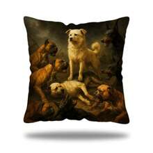 MEMNUN 1pc Cute Puppy Design Square Pillowcase - Zip Closure, Machine Washable Polyester Smart Dogs Pet-Theme Printed Pillow Cover Perfect For Sofa & Home Festival, Birthday Party Decor, 17.7inches (Pillow Core Not Included) Gifts Graduation School Decor School Surprise Dormitory Decor Back To School Home Decor Room Decor School Supplies - Multicolor - View 18