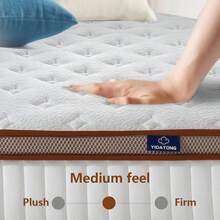 Matelas 140x200 cm, Matelas à Ressorts Ensachés Hauteur 25 cm, Matelas Orthopédique 7 Zones Avec Mousse Confort, Tissu à Surface Douce, Matelas Pour Adultes - Orange Blanc - Voir 3