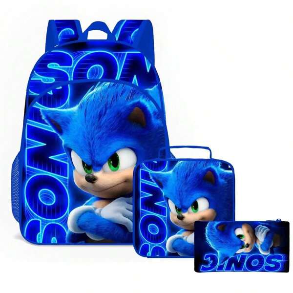 bandai 3 Pieces Backpack, Lunch Bag, Pencil Case, Student's Large-Capacity High-End Storage Bag, Suitable For Multi-Functional Use At Home, As A Gift, On Vacation And On Holidays.