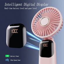 TFFFPortable Fan 4200mAh Battery Operated Fan 5 SpeedsandDigital Display Makeup Fans For Women With Base 180°Foldable 3in1 Handheld Neck Desk Fan For Outdoor Indoor Ultra Quiet Pink