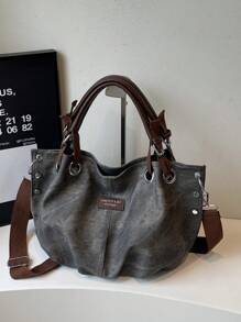 Fashionable Retro Large Capacity Pleated Tote Bag For Women, Versatile For Outdoor Travel And Leisure