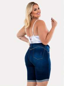 Kit 2 Bermuda Feminina Plus Size Jeans Com Lycla (Elastano)