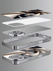 1 pieza Funda de teléfono de vidrio chapada en metal premium de lujo y elegante con gráfico de manzana personalizado, compatible con Apple 16 Pro Max/15/14 Plus/13 Pro/12 Pro Max/11/XsMax/8/7/6Plus, S24 Ultra/S25 Ultra, de moda, colorida, linda, divertida, minimalista, a juego con el teléfono