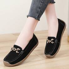 Women Elegant Solid Color Slip-On Flats, Casual Lounge Shoes