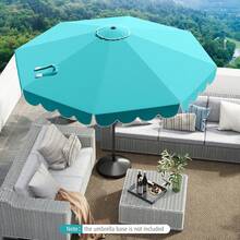 Lifezeal 10 FT Patio Umbrella With Crank Tilt Adjustment Ruffles Vented Top 8 Ribs - Turquoise - View 8