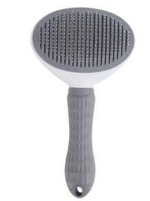 1pc Dog & Cat Brush, Flea Comb, Self-Cleaning Brush, Pet Deshedding Brush, Pet Grooming Brush, Pet Massage Brush, Deshedding Brush, Hair Removal Tool, Fur Remover Brush, Pet Cleaning Tool, Hair Collection Tool, Dog Brush, Cat Brush, Pet Deshedding Brush, Animal Accessory, Pet Supplies, Non-Slip Stainless Steel Dog Comb, Cat Accessory