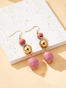 1 Par de Pendientes de Aro con Cuentas de Madera para Mujer, Colores Otoño/Invierno, Apropiados para Uso Diario