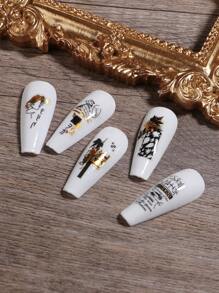 3 stuks zelfklevende 3D-bladnagelstickers met glitter, bloemen, gouden bladeren en vlinders. Y2K Fantasy Design-nagelstickers, manicure-stickers en nageldecoratie.
