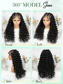 Fashionable 13x6 Lace Front Braided Wig, Deep Wave Multi-Strand Braided Synthetic Hair Wig With Headband, Versatile Styling For Daily And Workplace