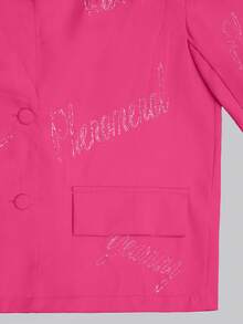 Blazer elegante de mujer con pedrería de color plata para uso diario y estilo casual - Rosa - Ver 3