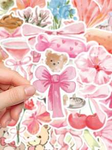 50pcs Pink Series Stickers For Laptop, Notebook, Phone Case, Decoration Back To School