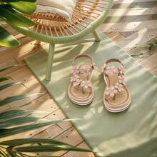 Women's Open Toe Rhinestone Ankle Strap Flat Sandals Add Sparkle To You Open-Toe Flat Sandals Featuring A Rhinestone H-Sandra - 裸體 - 查看 5