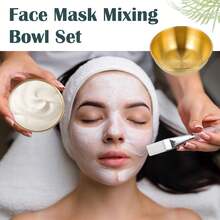 1/5 piezas Bol mezclador de mascarilla facial DIY de 3,23" de acero inoxidable, producto para esteticistas, boles de mascarilla facial, boles pequeños para mezclar, suministros para esteticistas para damas, cuidado de la piel, salón en casa, cosmética, belleza - Dorado - Ver 5