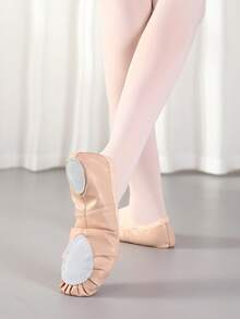 Unisex Ballet Shoes, Soft PU Leather Ballet Shoes With Thick Cotton Lining, Pre-Stitched Straps, Leather Sole Adult Dance Slippers, Ideal Ballet Flats For Women/Men - Beige - View 4