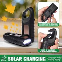 1 Pieces Hand Crank Solar Powered Flashlight Emergency LED Survival Light Dynamo Flashlight Torch For Outdoor Sports Hiking Camping