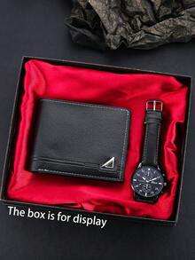 男士商务钱包和腕表两件套，父亲节、生日、周年纪念礼物 - 黑色套裝2 - 查看 2