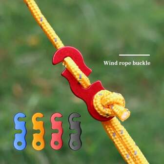 8pcs Outdoor Camping Aluminum Alloy Tent Rope Hooks, S-Shaped Wind Rope Buckle, Tri-Hole Rope Clip (Random Color)