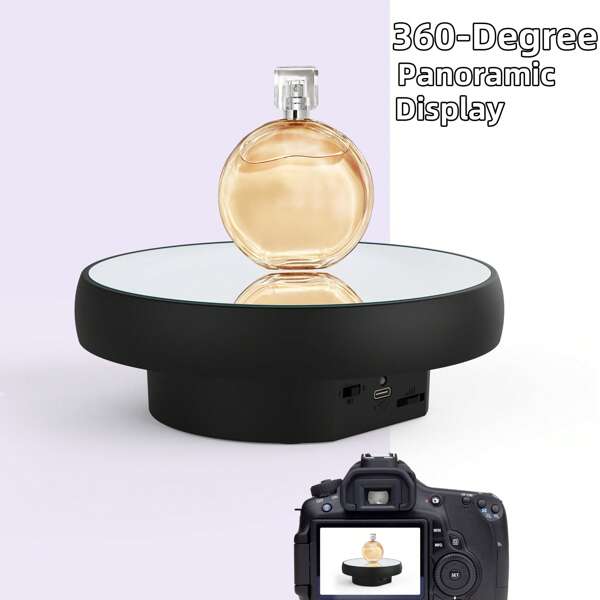 16CM Mirror Electric Turntable/Load 2KG, 360 Degree Adjustable Speed Revolving Base For Photography, Jewelry, 3D Models, Watch, USB Power Supply, Motorized Rotating Display Stand