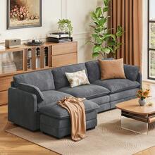Living Room 3 Seaters Sofa, Sectional Sofa, Modular Combination Sofa, Extra Large Seat Width And Depth, Soft Fabric, Thick Cushions, Arm Pillows, Available In 3 Colors - Dark Grey - View 9