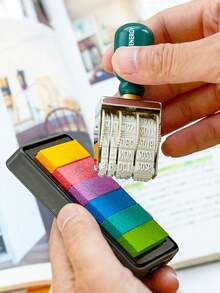 1 pieza Sello de fecha vintage, sello de madera con efecto de matasellos de estilo Zaka con base, herramienta de sello de perilla rodante DIY - sello - Ver 4