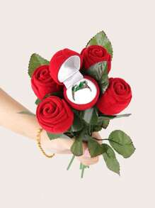 1pc - Elegant Romantic Rose Ring Box - Suitable For Romantic Jewelry Packaging For Proposals And Weddings, Perfect For Ring Embellishment, Proposal Accessories, Rose Shaped Design, Easy To Hide Other Surprises