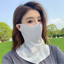 1pc Summer Sun Protection Face Mask For Women, Seamless 3D Neck Protection, Anti-UV Breathable Ice Silk Face Cover - Multicolor - View 4