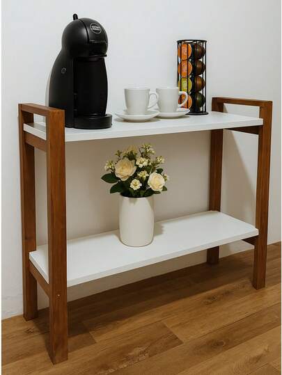 Estante Aparador Cantinho do Café Elegante Multiuso com Prateleiras de Madeira MDF