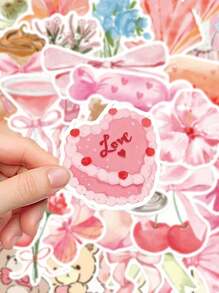 50pcs Pink Series Stickers For Laptop, Notebook, Phone Case, Decoration Back To School