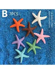 6pcs Resin Starfish, Seahorse, Sea Shell Simulation Ornaments For Aquarium, Home Decor Gifts Birthday Graduation - White - View 1