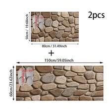 1套/1件/2件仿真石纹浴室防滑垫，仿羊绒材质，蓬松毛绒装饰，适用于浴室、门口、厨房、房间等场合，可机洗，日常装饰，可作为礼物赠送